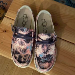 Hey Dude shoes pink/blue tie dye, womens size 9